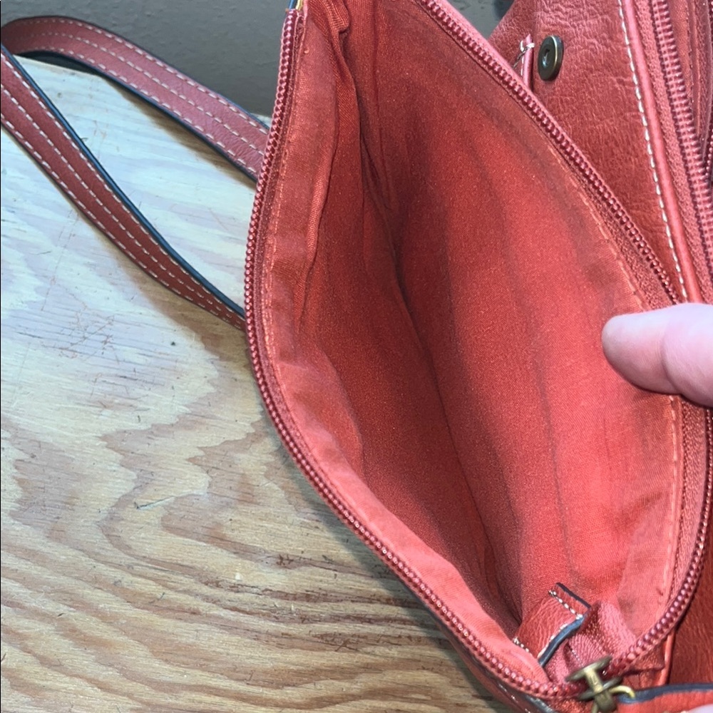Chaps Coral Red Crossbody Bag - Picture 6 of 9